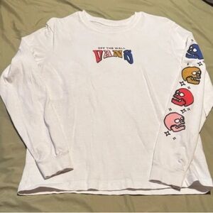Vans White Long Sleeve Tee with Skull Graphics